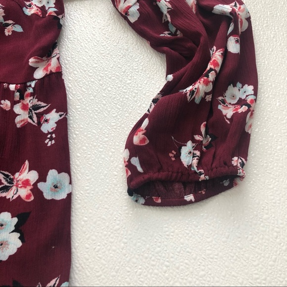 Lane Bryant Floral Back Tie 3/4 Sleeve Top - Picture 4 of 7